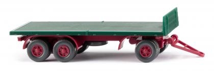 Wiking 044702 - H0 - Flachpritschen-Anhänger - moosgrün